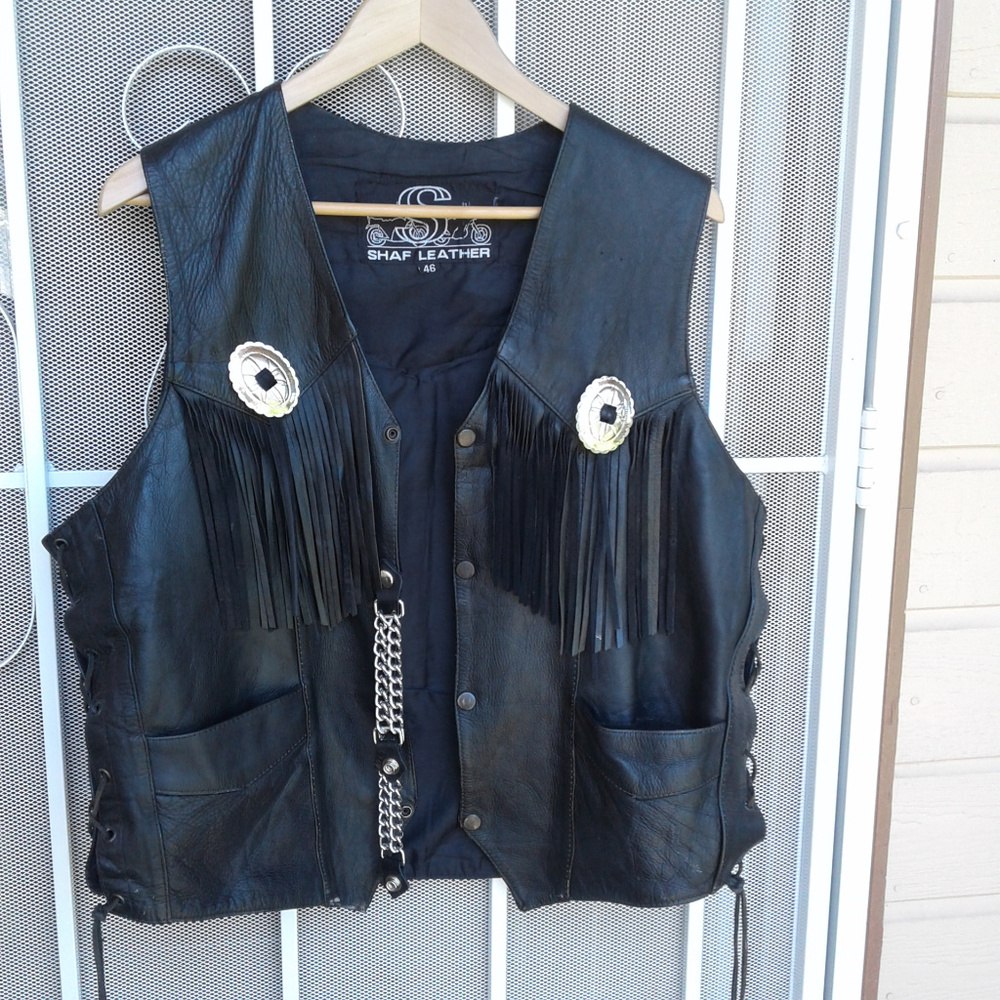 Harley Davidson Motorcycle Vest with Fringe Sz 46 - Picture 2 of 7